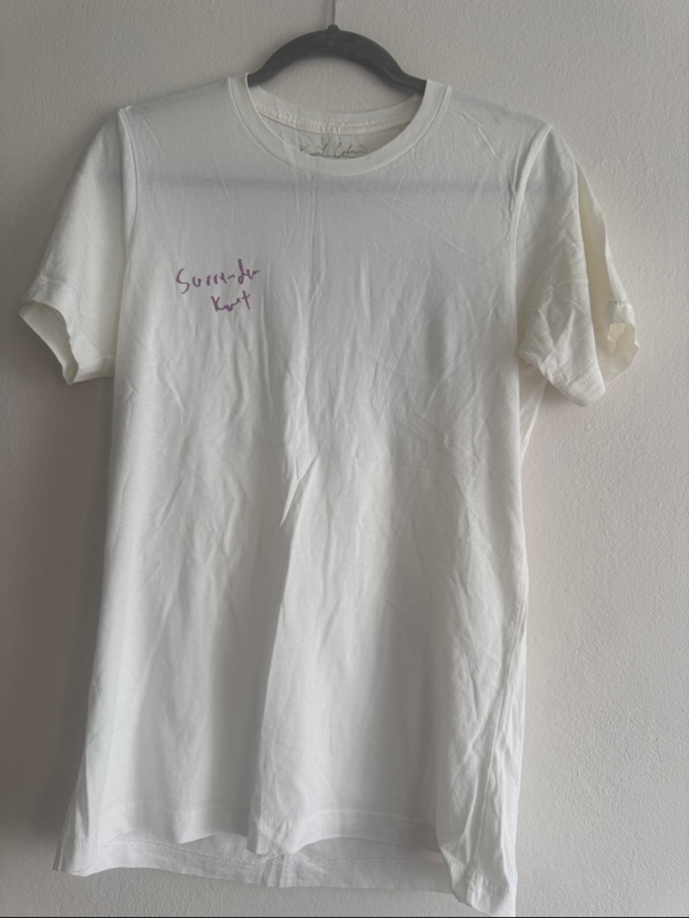 Kurt Cobein white t shirt S art and notations from journals of Kurt cobain
